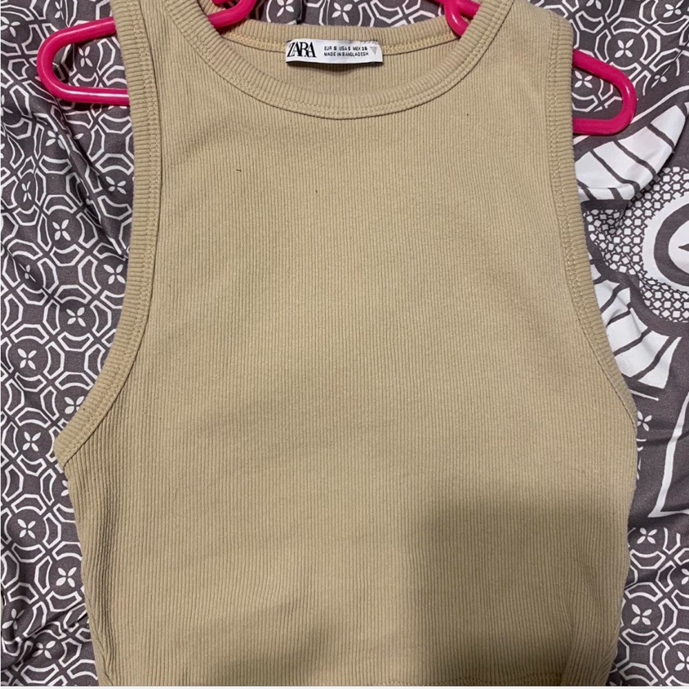 Zara Tan Cropped Tank Top